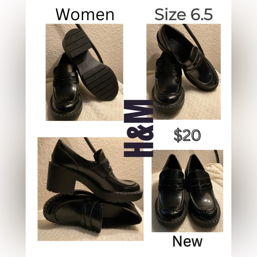 H&M Women's Glossy Black Loafers